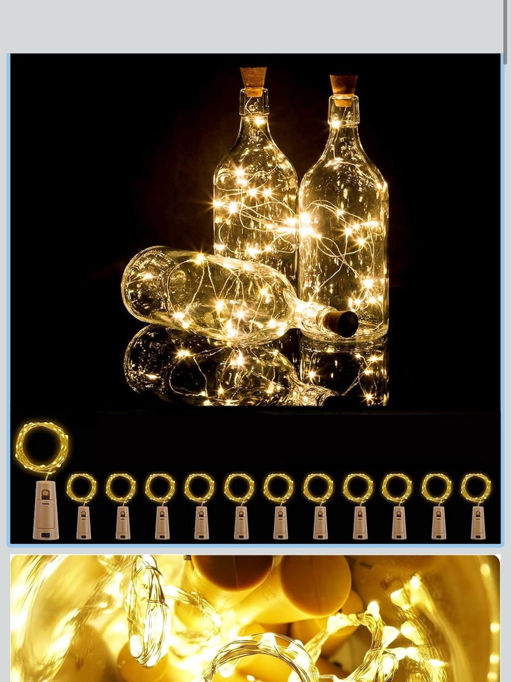 Warm White Bottle Fairy Lights with Cork Stopper - Unbranded